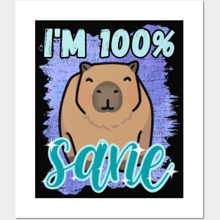 I'm 100% Sane Funny Capybara Design Posters and Art